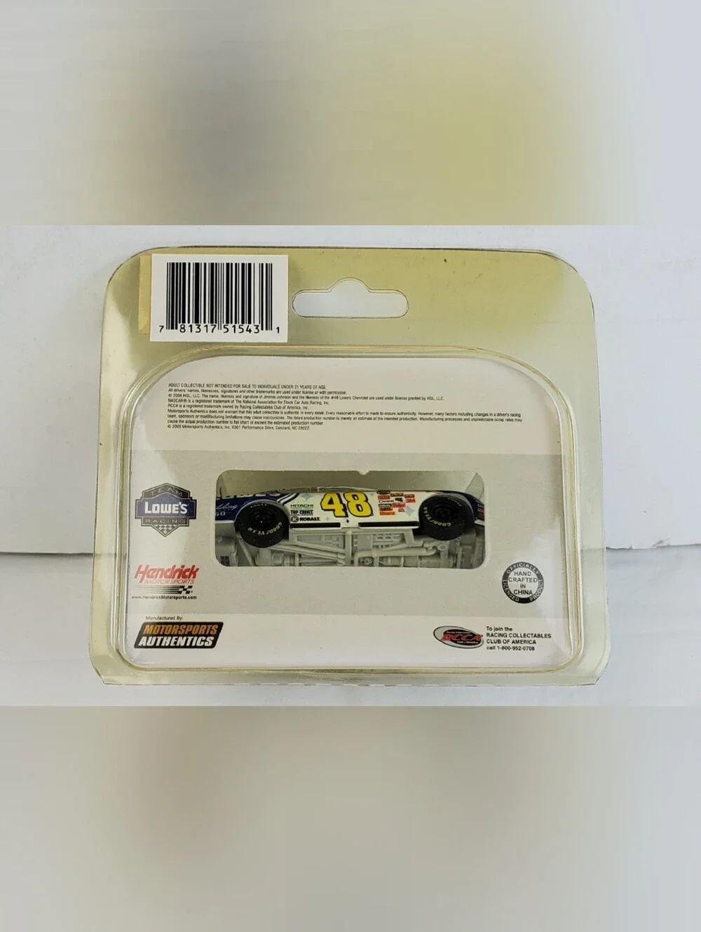 Motorsports Authentic Jimmie Johnson #48 Lowes Limited Ed. 2006 Monte Carlo 1:64